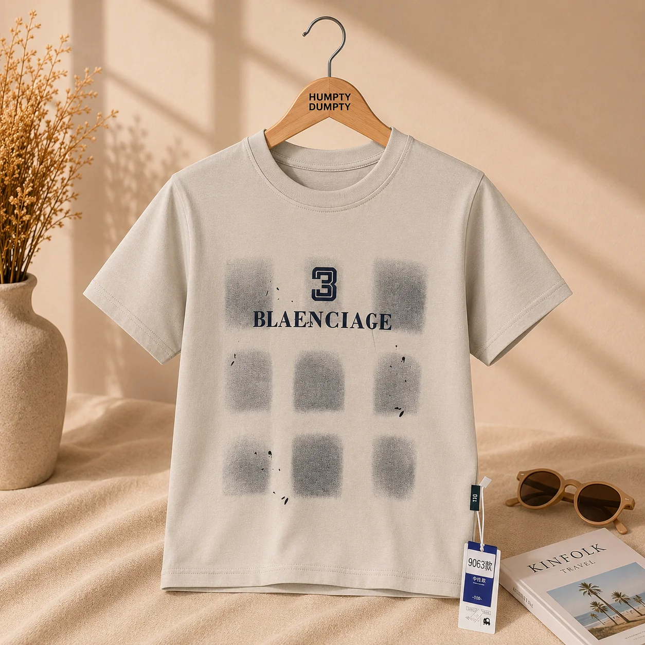 Stylish Cream Printed Half Sleeves T-Shirt for Boys