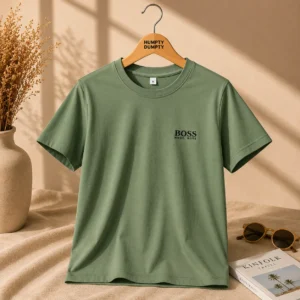 Stylish Olive Green Half Sleeves T-Shirt for Boys