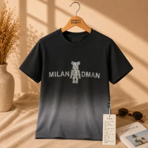 Stylish Black Glitter Graphic T-Shirt for Kids