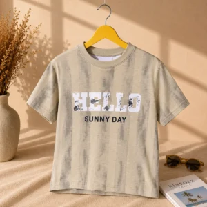 Hello Sunny Day Beige Striped Tee