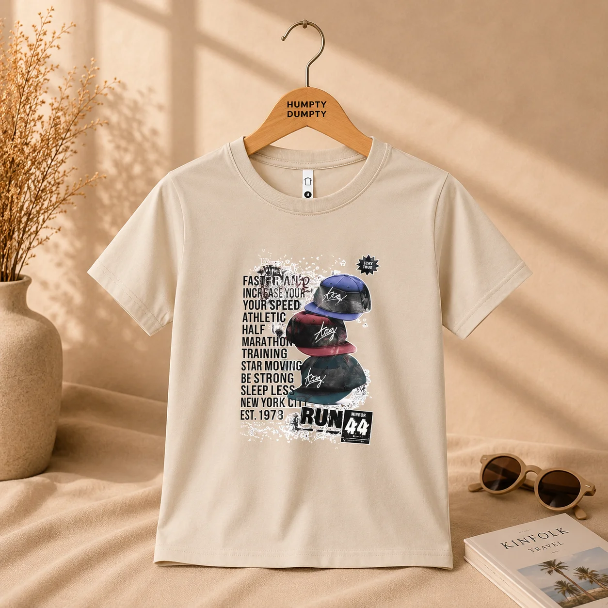 Stylish Cream Graphic T-Shirt for Boys