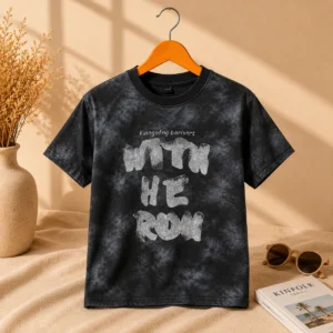 Trendy Black Marble Print Casual T-Shirt for Boys