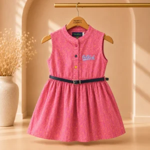 Elegant Pink Sleeveless Casual Dress for Girls