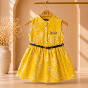 Elegant Yellow Sleeveless Dress for Girls