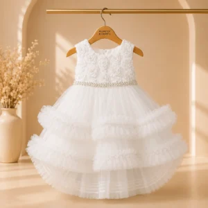Elegant White Fairy Tail Dress for Baby Girls