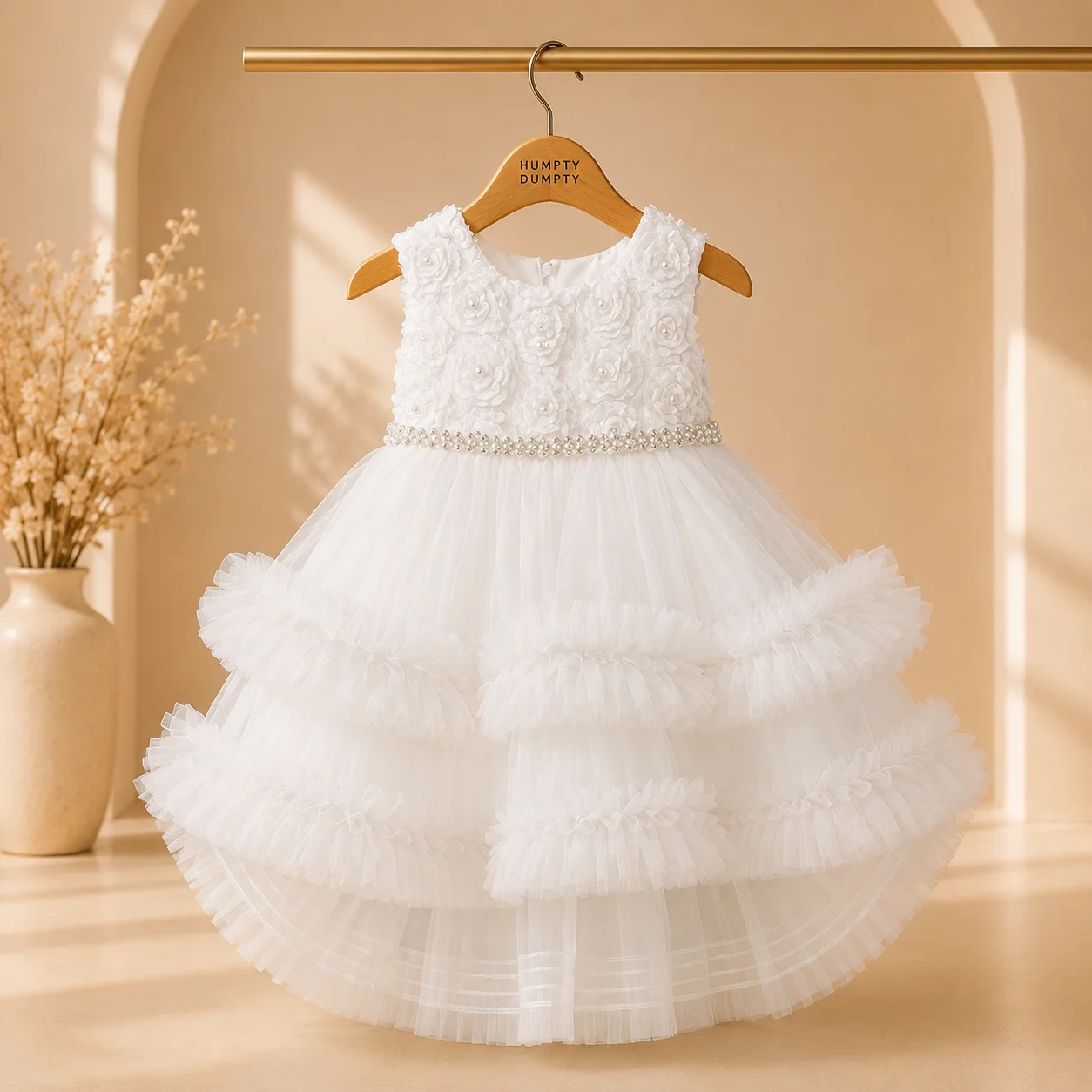 Elegant White Fairy Tail Dress for Baby Girls