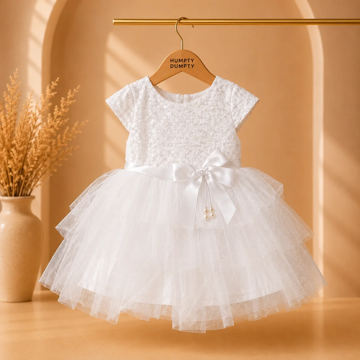 Elegant White Baby Girl Party Frock
