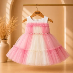 Elegant Pink & White Baby Girl Party Dress