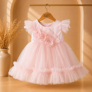 Elegant Baby Pink Party Dress for Girls