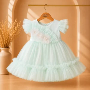 Elegant Mint Green Baby Girl Party Frock