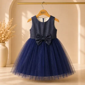 Elegant Navy Blue Baby Girl Party Frock
