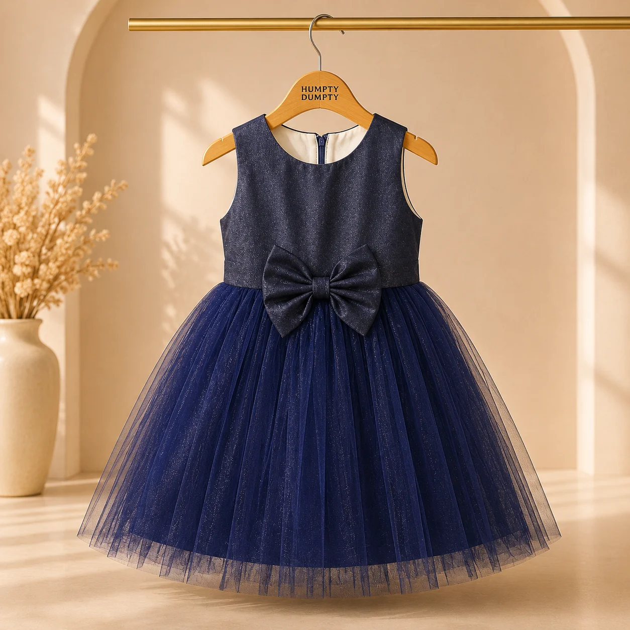Elegant Navy Blue Baby Girl Party Frock
