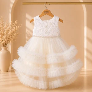 Elegant Ivory Fairy Tail Dress for Baby Girls