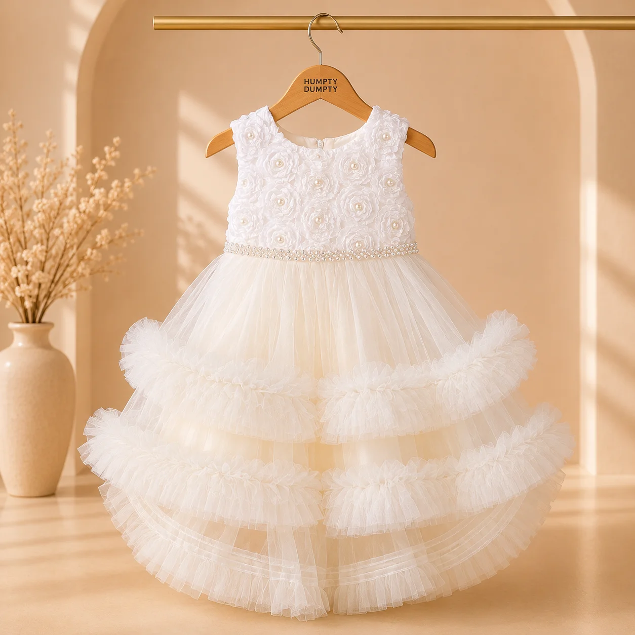 Elegant Ivory Fairy Tail Dress for Baby Girls