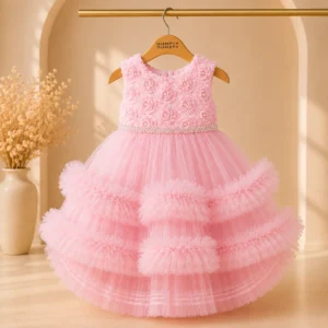 Elegant Pink Fairy Tail Dress for Baby Girls