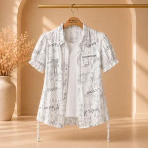 Stylish White Printed Shirt with Inner for Girls