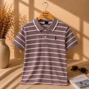 Men's Premium Striped Polo Shirt – Mauve Edition