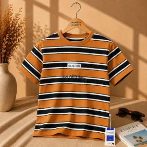 Mustard & Black Striped Boys T-Shirt