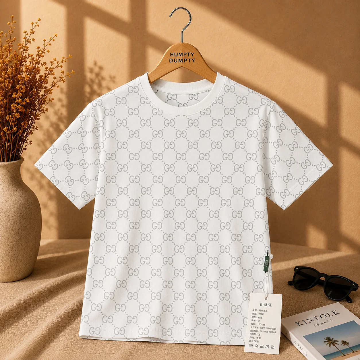 Premium White Monogram Kids T-Shirt