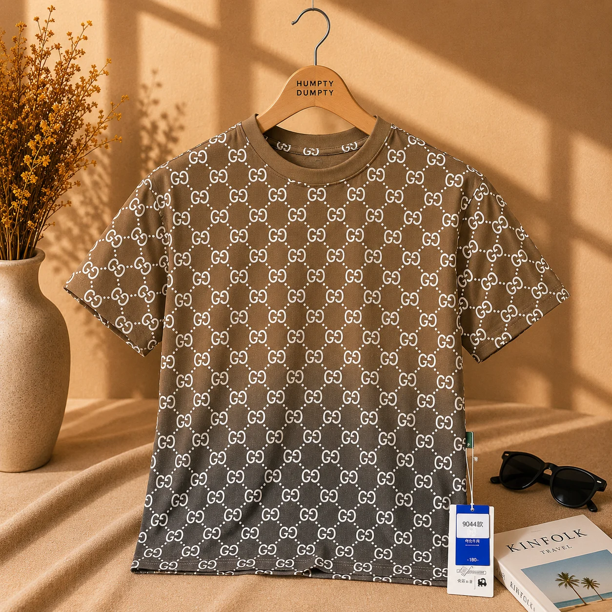 Premium Mocha Brown Monogram T-Shirt