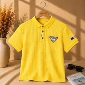 Premium Textured Yellow Polo Shirt for Boys