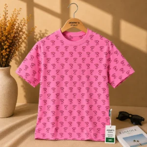 Candy Pink Monogram Print T-Shirt
