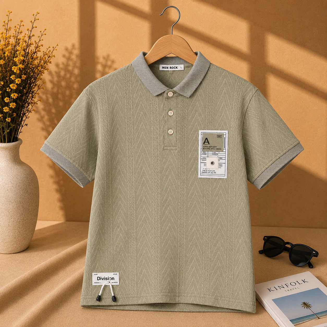 Premium Sage Green Textured Polo Shirt