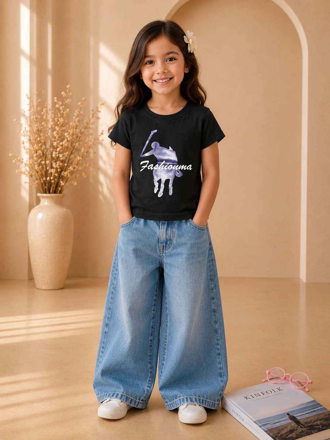 Fashion Pony Graphic Black Cotton T-Shirt Fashion Pony Graphic Black Cotton T-Shirt