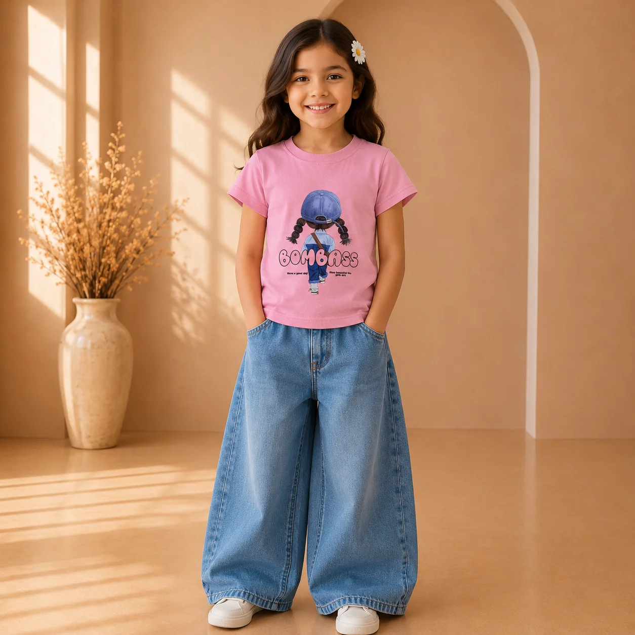 Cute Bombass Graphic Pink Cotton T-Shirt Cute Bombass Graphic Pink Cotton T-Shirt
