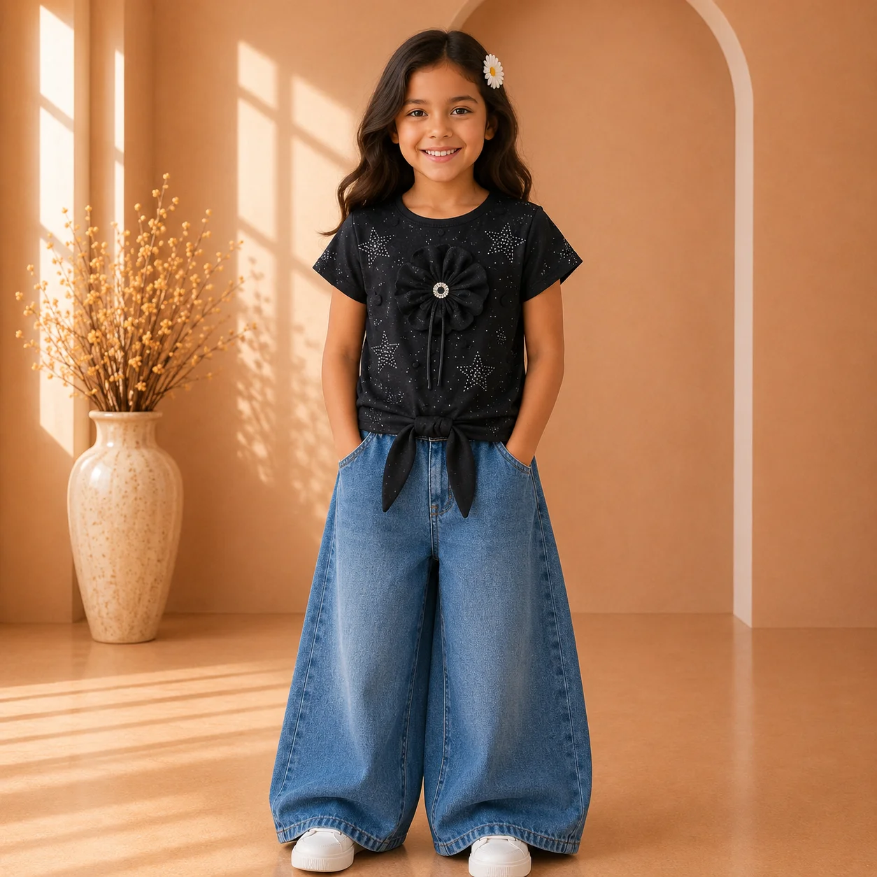 Girls Sparkle Star Embellished Party Wear Top Girls Sparkle Star Embellished Party Wear Top