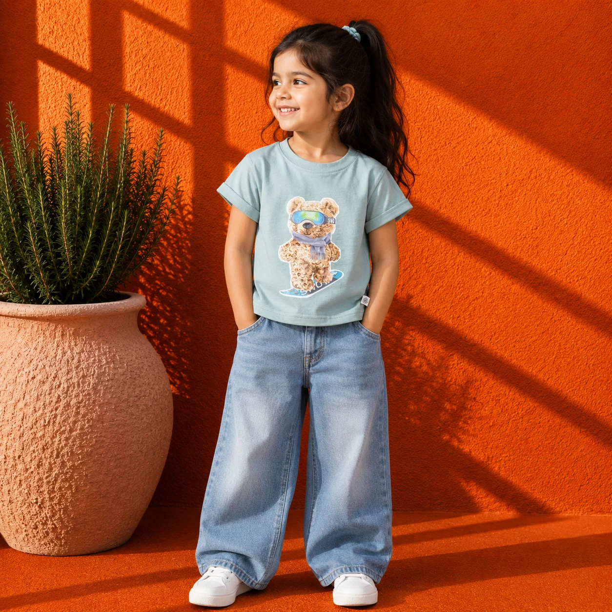 Girls Teddy Bear Graphic Casual T-Shirt Girls Teddy Bear Graphic Casual T-Shirt