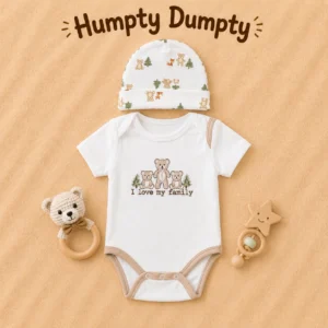 Newborn Baby Bear Family Romper & Cap Set