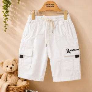 Boys Premium White Cargo Shorts with Utility Pockets