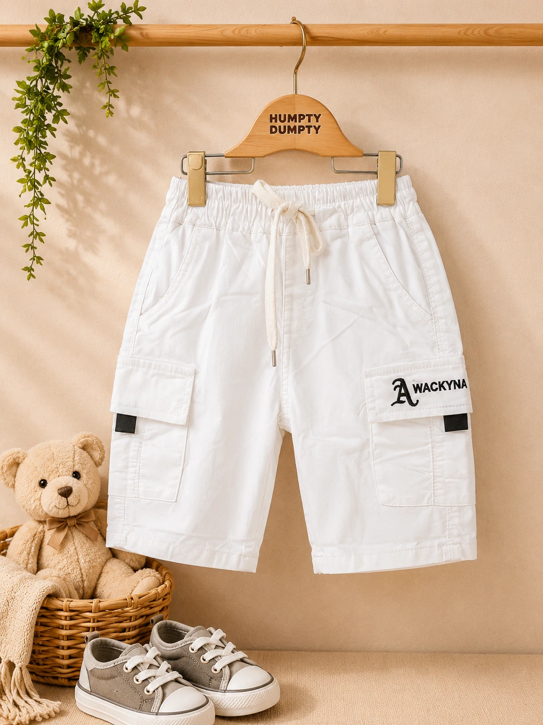 Boys Premium White Cargo Shorts with Utility Pockets