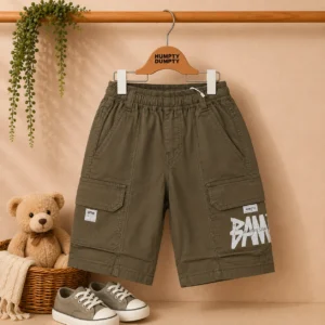 Boys Olive Green Multi-Pocket Cargo Shorts