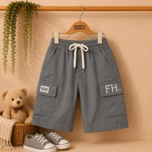 Premium Grey Utility Cargo Shorts for Boys