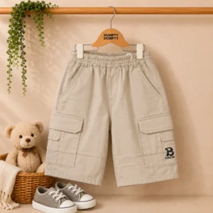 Premium Beige Utility Cargo Shorts for Boys