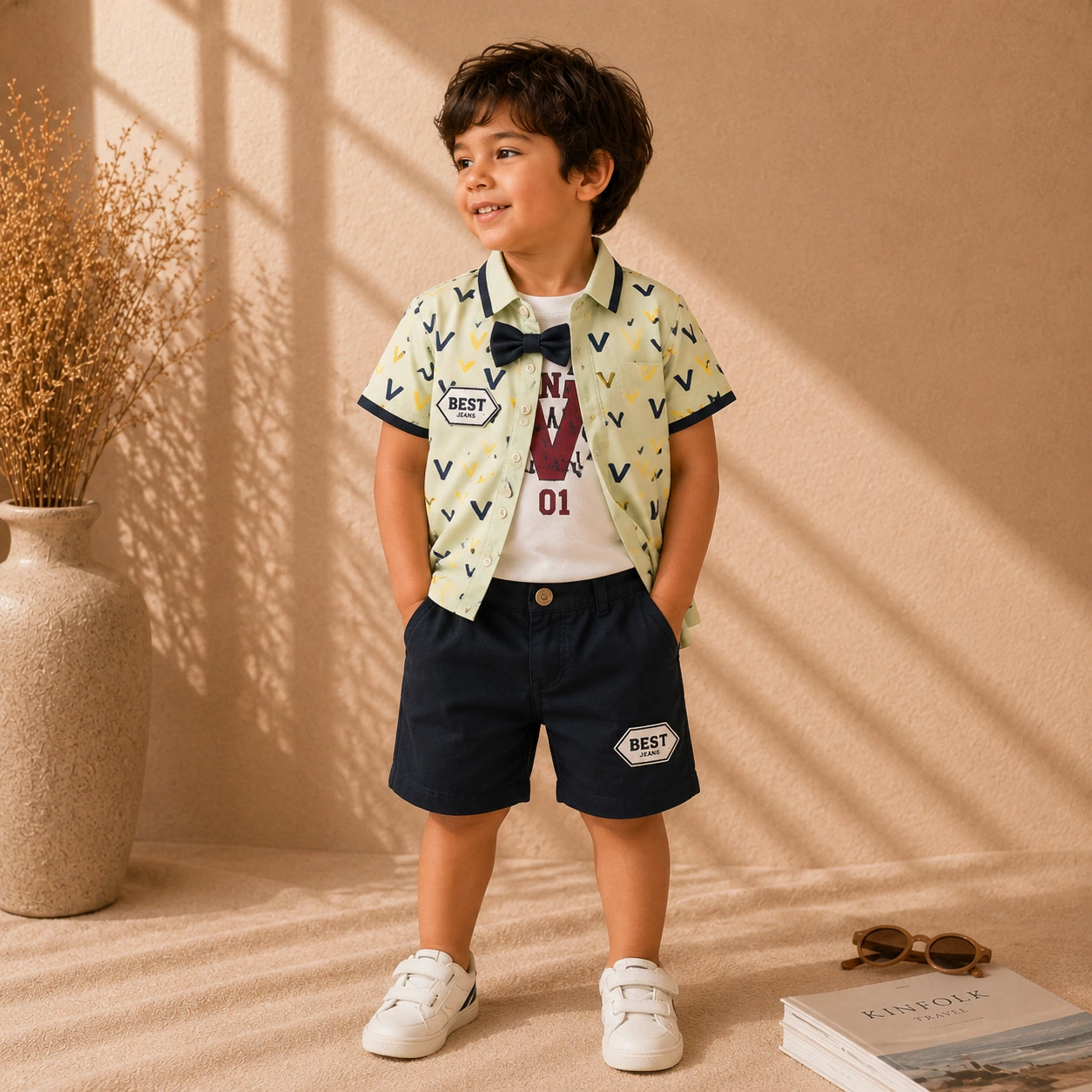 Little Gentleman Bow Tie Shirt & Shorts Combo Little Gentleman Bow Tie Shirt & Shorts Combo