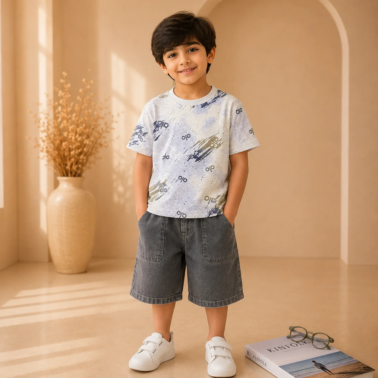 Boys Casual Printed Summer Outfit Boys Casual Printed Summer Outfit