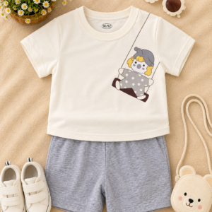 Girls Cute Swing Doll Printed Summer Co-Ord Set