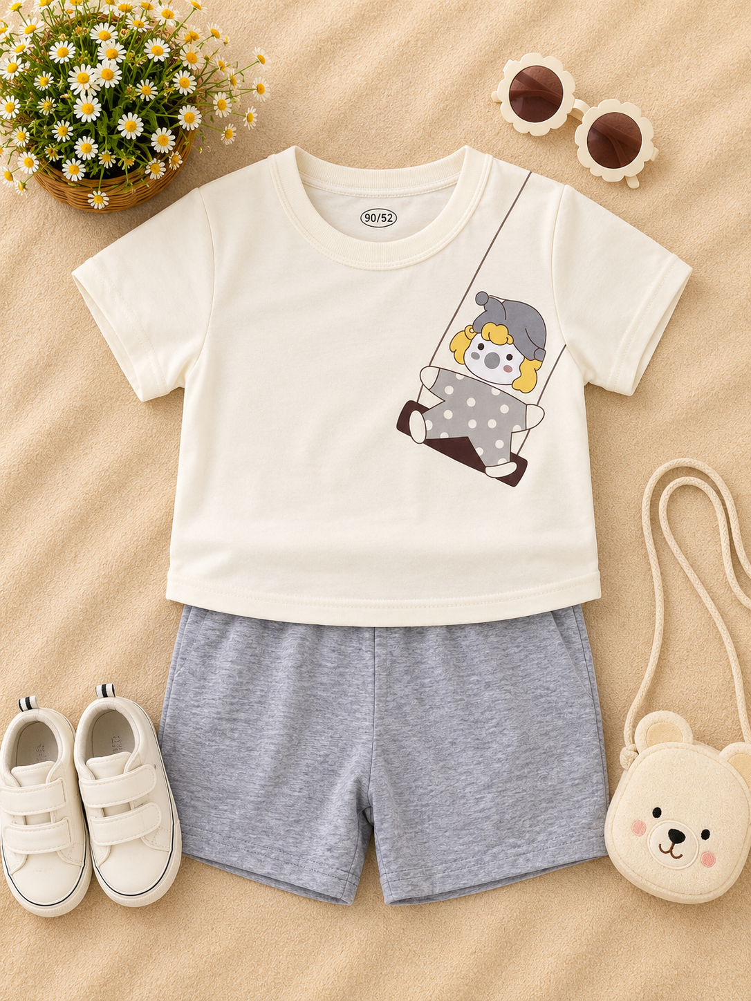 Girls Cute Swing Doll Printed Summer Co-Ord Set