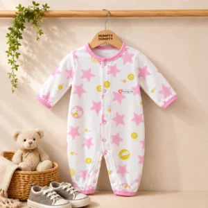 Pink Star Baby Sleepsuit Romper for Girls