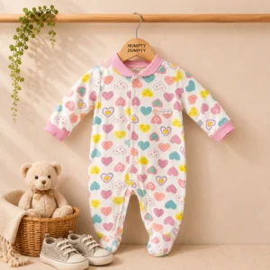Colorful Hearts Baby Footed Romper Sleepsuit